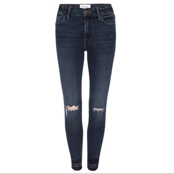 FRAME DENIM Le High Skinny Distressed Jeans Dale Bend Stretch Style LHSKRHT665 - Picture 6 of 16